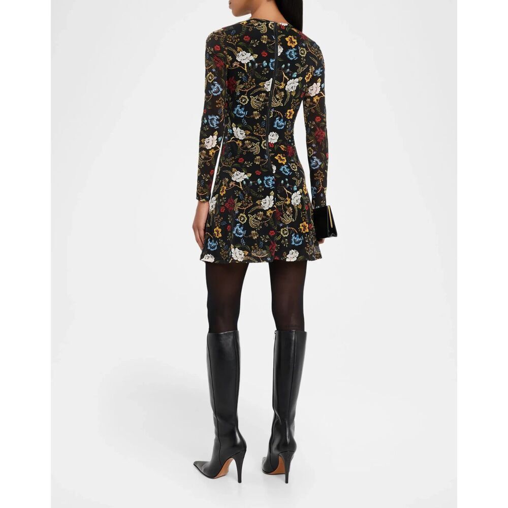 New Alice + Olivia, Delora Floral Mesha Long Sleeve Mini Dress Size 6 - Picture 2 of 9